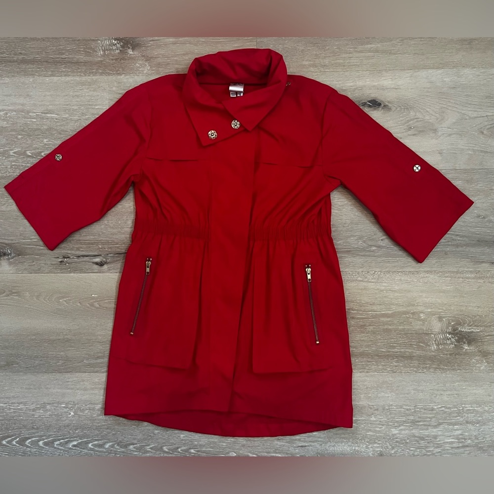 Ali Ro Red Three-Quarter Sleeve Trench Jacket